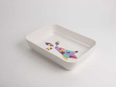 Plat rectangle 23cm blanc avec hermine colorée