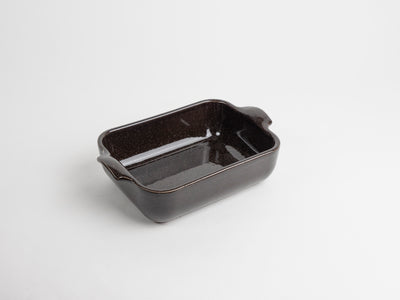 Plat rectangle 19cm brun moucheté