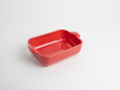 Plat rectangle 19cm rouge moucheté
