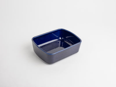 Plat rectangle 16cm bleu moucheté