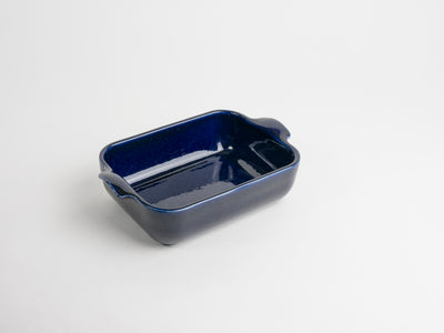 Plat rectangle 19cm bleu moucheté