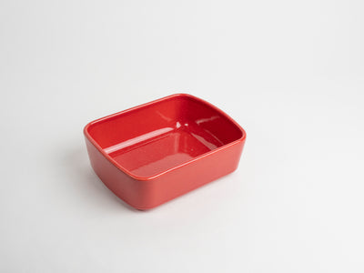 Plat rectangle 16cm rouge moucheté