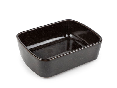 Plat rectangle 16cm brun moucheté