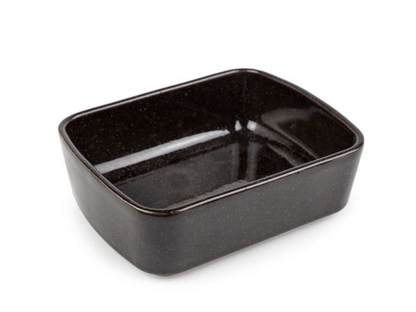 Plat rectangle 16cm brun moucheté