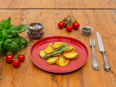 Lot de 4 assiettes 25cm rondes "rouge moucheté"